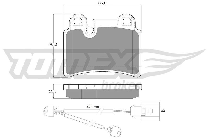 TOMEX Brakes TX 16-21 Brake Pad Set, disc brake