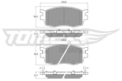 Brake Pad Set, disc brake TOMEX Brakes TX 16-27
