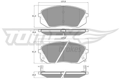 Brake Pad Set, disc brake TOMEX Brakes TX 16-44