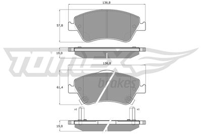 Brake Pad Set, disc brake TOMEX Brakes TX 16-45