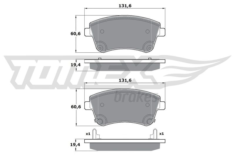 TOMEX Brakes TX 16-53 Brake Pad Set, disc brake