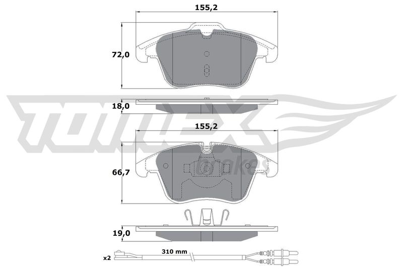TOMEX Brakes TX 16-55 Brake Pad Set, disc brake