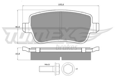 Brake Pad Set, disc brake TOMEX Brakes TX 16-74