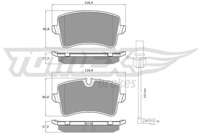Brake Pad Set, disc brake TOMEX Brakes TX 16-82