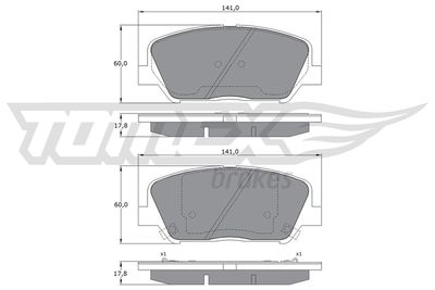 Brake Pad Set, disc brake TOMEX Brakes TX 17-01