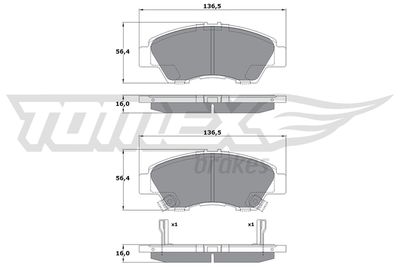 Brake Pad Set, disc brake TOMEX Brakes TX 17-55