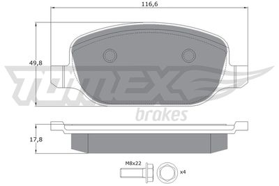 Brake Pad Set, disc brake TOMEX Brakes TX 17-70