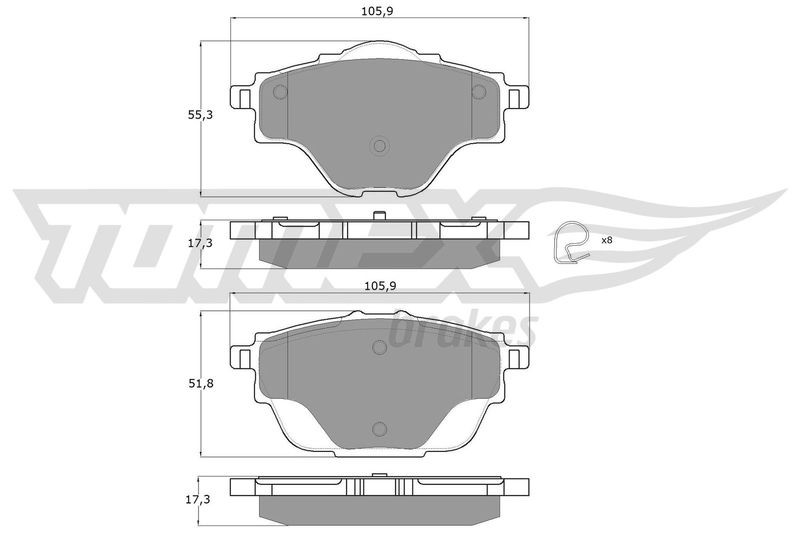 TOMEX Brakes TX 18-37 Brake Pad Set, disc brake