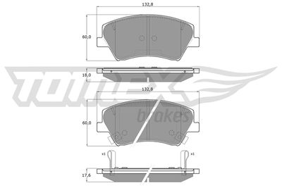 Brake Pad Set, disc brake TOMEX Brakes TX 18-68