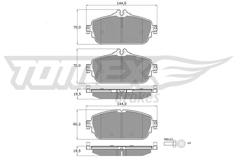 TOMEX Brakes TX 18-74 Brake Pad Set, disc brake