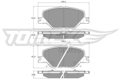 Brake Pad Set, disc brake TOMEX Brakes TX 19-09