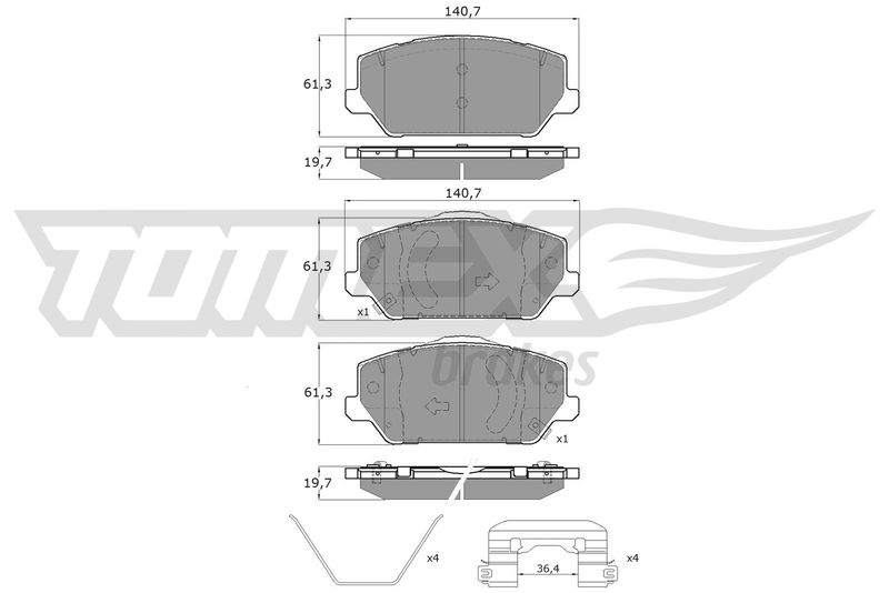 TOMEX Brakes TX 19-60 Brake Pad Set, disc brake