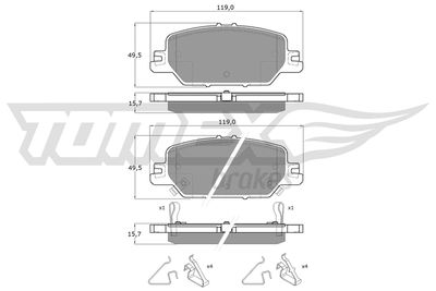 Brake Pad Set, disc brake TOMEX Brakes TX 19-66