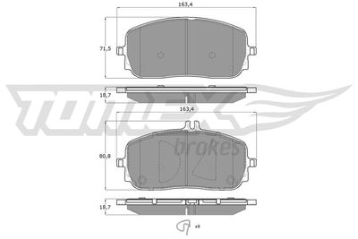 Brake Pad Set, disc brake TOMEX Brakes TX 19-71