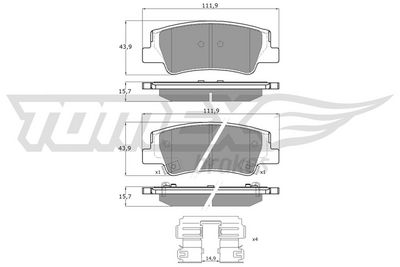 Brake Pad Set, disc brake TOMEX Brakes TX 60-26