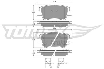 Brake Pad Set, disc brake TOMEX Brakes TX 60-38