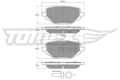 Brake Pad Set, disc brake TOMEX Brakes TX 60-42
