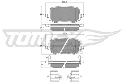Brake Pad Set, disc brake TOMEX Brakes TX 60-44