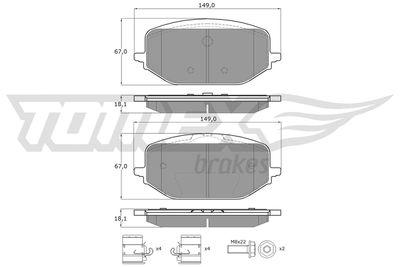 Brake Pad Set, disc brake TOMEX Brakes TX 60-54