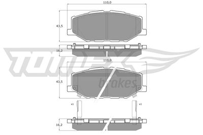 Brake Pad Set, disc brake TOMEX Brakes TX 60-56