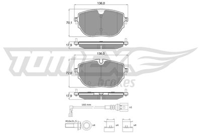 Brake Pad Set, disc brake TOMEX Brakes TX 60-62