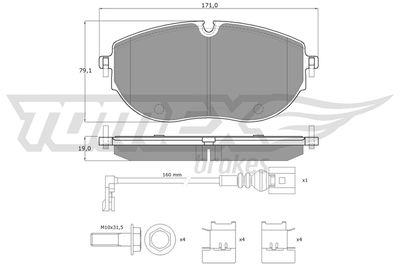 Brake Pad Set, disc brake TOMEX Brakes TX 60-63