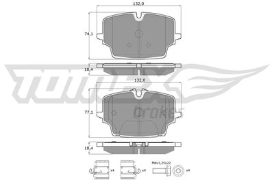 Brake Pad Set, disc brake TOMEX Brakes TX 60-76