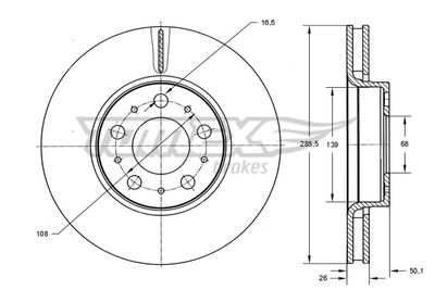Brake Disc TOMEX Brakes TX 71-43