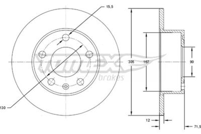 Brake Disc TOMEX Brakes TX 71-76