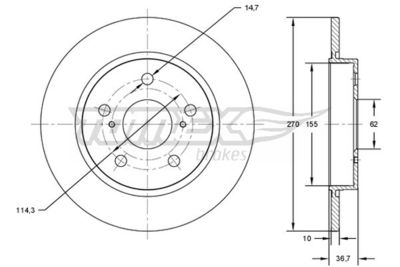 Brake Disc TOMEX Brakes TX 72-00