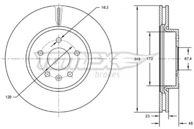 Brake Disc TOMEX Brakes TX 72-97