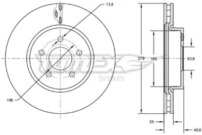 Brake Disc TOMEX Brakes TX 73-02