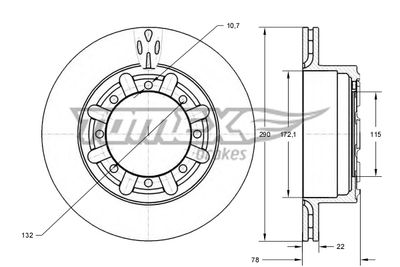 Brake Disc TOMEX Brakes TX 73-49