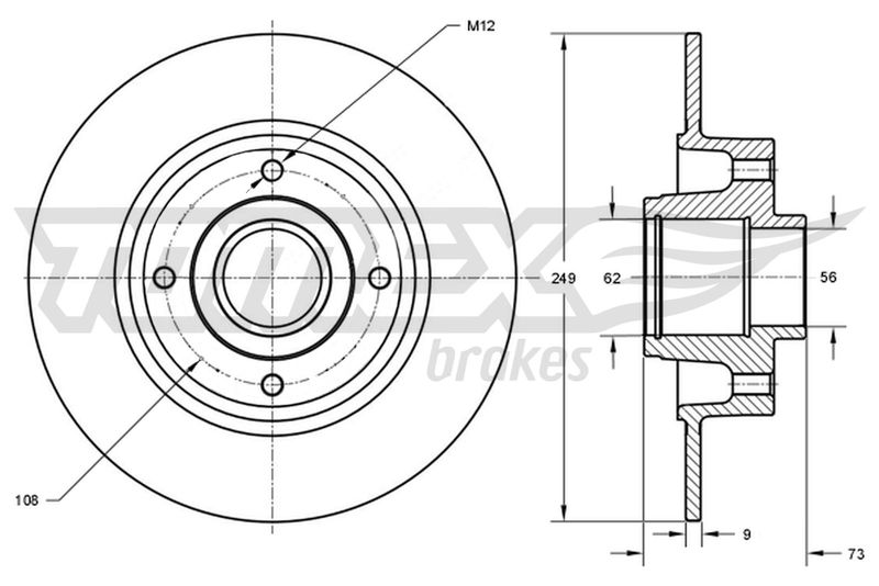 TOMEX Brakes TX 73-611 Brake Disc