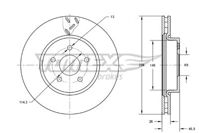 Brake Disc TOMEX Brakes TX 73-63