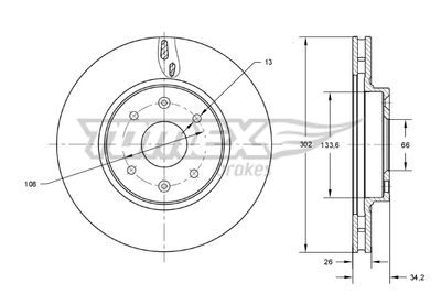 Brake Disc TOMEX Brakes TX 73-64