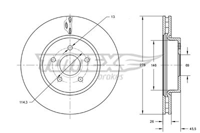 Brake Disc TOMEX Brakes TX 73-85