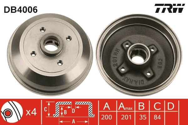 TRW DB4006 Brake Drum