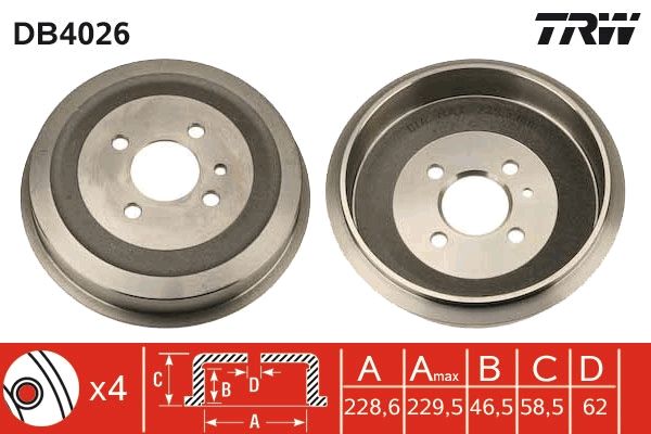 TRW DB4026 Brake Drum