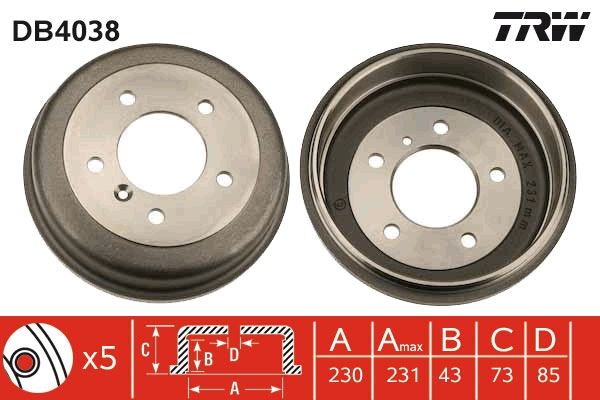 TRW DB4038 Brake Drum