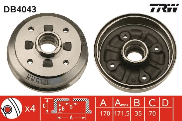 TRW DB4043 Brake Drum