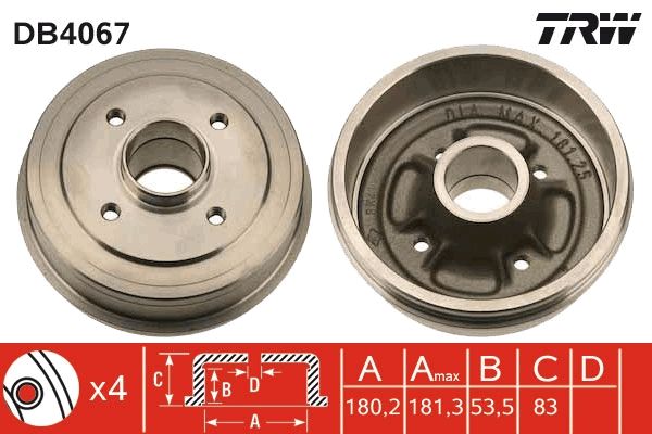 TRW DB4067 Brake Drum