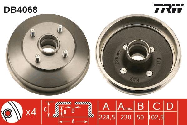 TRW DB4068 Brake Drum