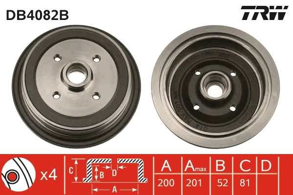 TRW DB4082B Brake Drum