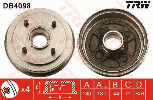 TRW DB4098 Brake Drum