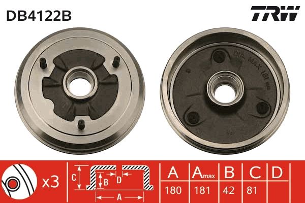 TRW DB4122B Brake Drum