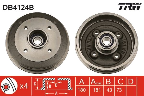 TRW DB4124B Brake Drum