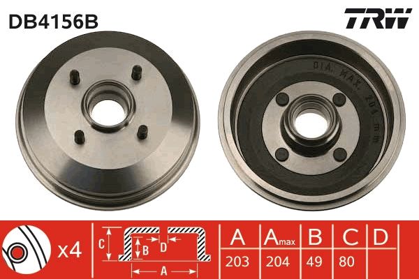 TRW DB4156B Brake Drum