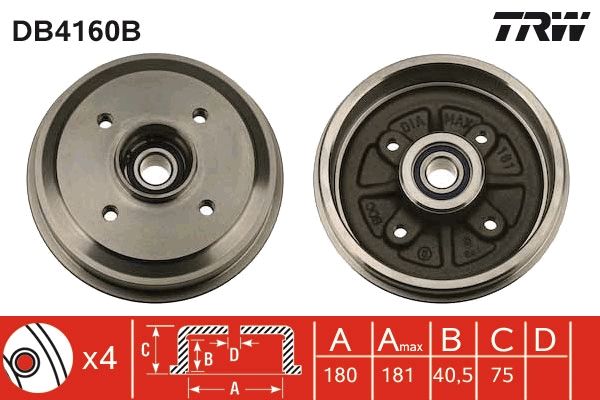 TRW DB4160B Brake Drum