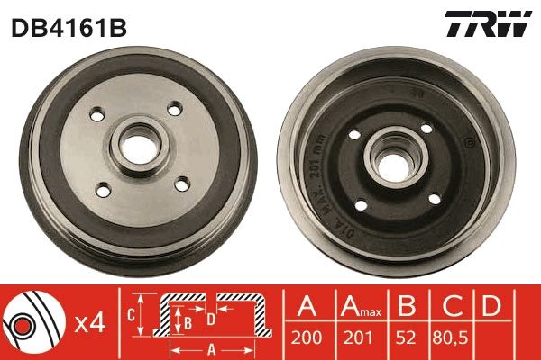 TRW DB4161B Brake Drum